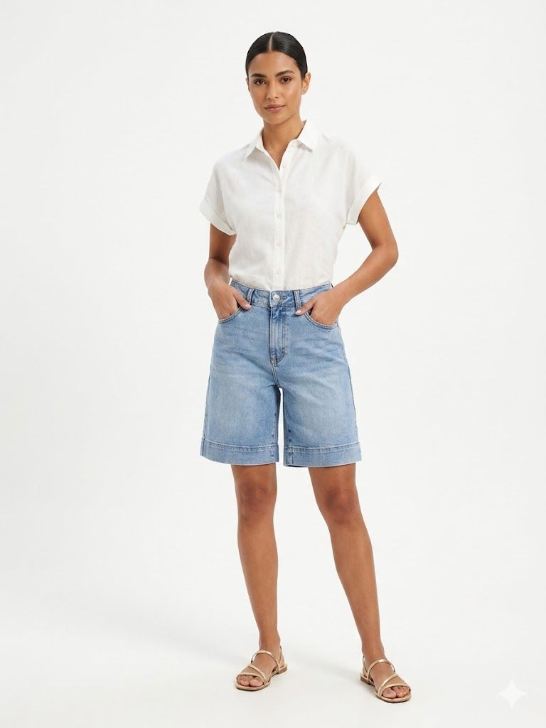 Distressed Denim Bermuda